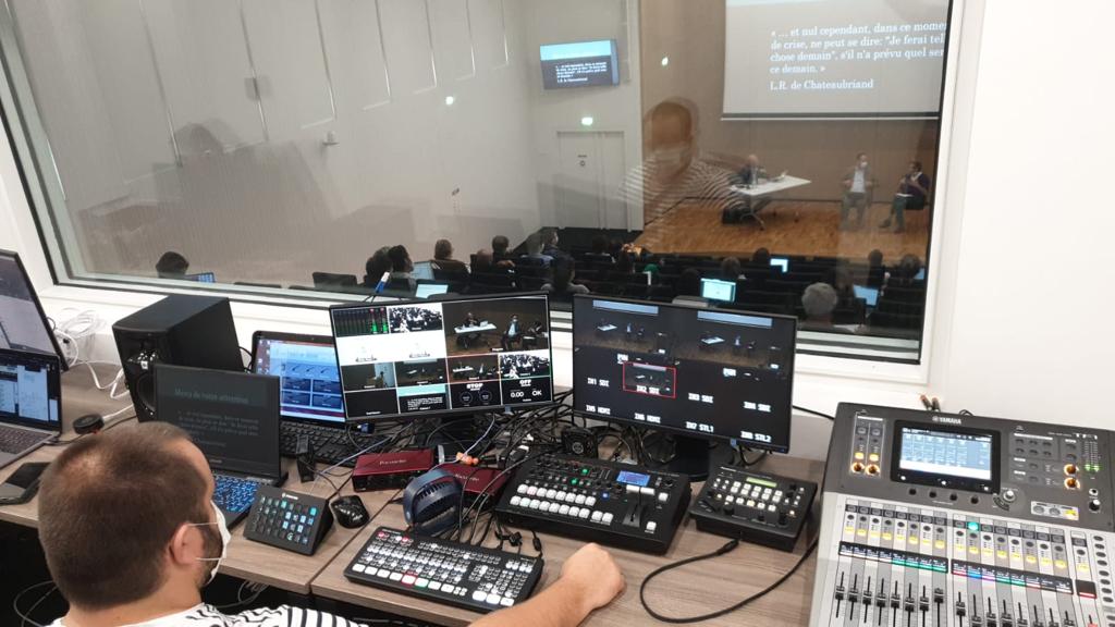 video control room on top of an auditorium